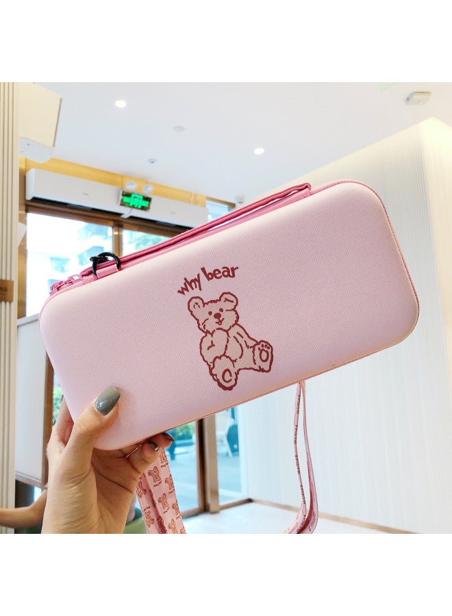 Cartoon Switch Messenger Storage Bag Nintendo Game Machine Crossbody Lanyard Bag Switch Lite Storage Box-Product Color:switch Slung-ground Pink Bear - Image 1