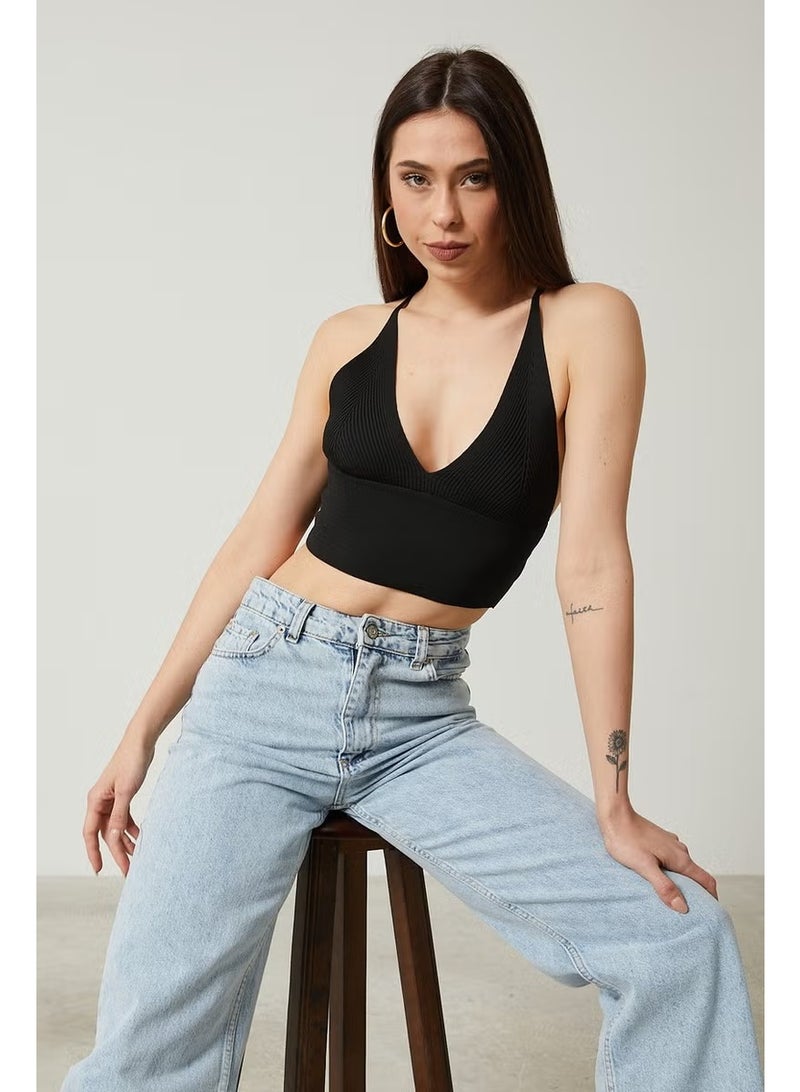 Twenty3 Women's Super Crop Back Detailed Knitwear Bustier Blouse - Image 1
