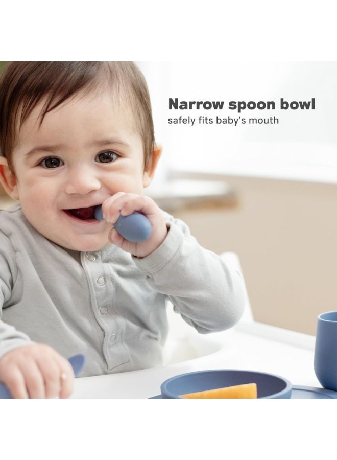 ezpz Pack Of 2 Tiny Baby Spoon 100% Silicone Baby Spoons For Baby Led Weaning + Purees 4 - Sage - Image 3