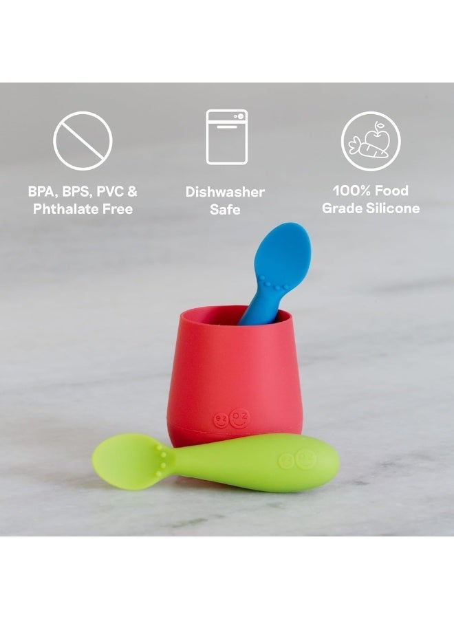 ezpz Pack Of 2 Tiny Baby Spoon 100% Silicone Baby Spoons For Baby Led Weaning + Purees 4 - Sage - Image 2
