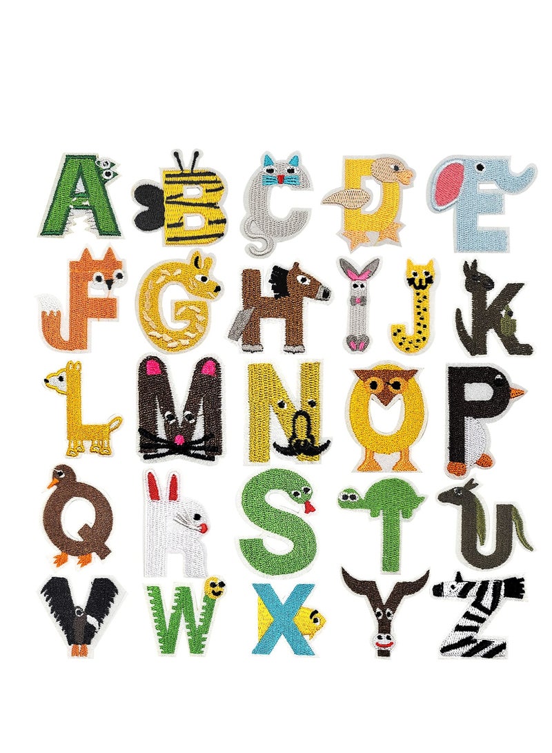 SYOSI Sew On Patches Appliques,26Pcs A-Z Alphabet Patches DIY Iron on, Animal Alphabet Repair Patches, Decorate Iron on Patches for Jeans Clothing Hats Backpacks Sewing  - Image 1