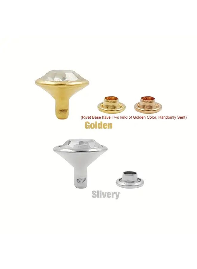 Golden Metal Rhinestone Rivet Spike Studs 100 Sets 5mm For Clothing Leather Crafts Bags - Image 3