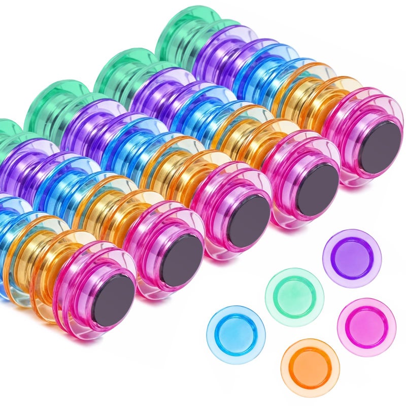 Qualsen Magnets for Whiteboard 50 Pcs Round Fridge Magnets for Dry Board Decorative Teacher Supplies for School Classroom Home Office Locker 5 Colors
