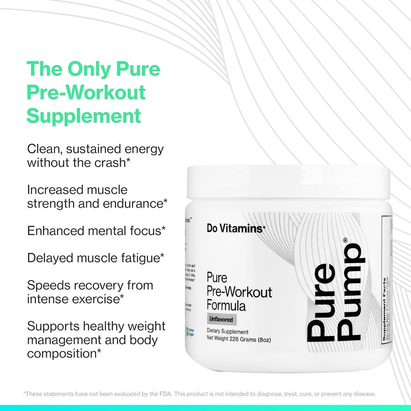 Do Vitamins PurePump Unflavored AllNatural Pre Workout Powder for Men  Women  Clean Preworkout with Creatine BCAA Beta Alanine  Best for Energy Focus  Pump  Vegan Keto Paleo 30 Servings - Image 2