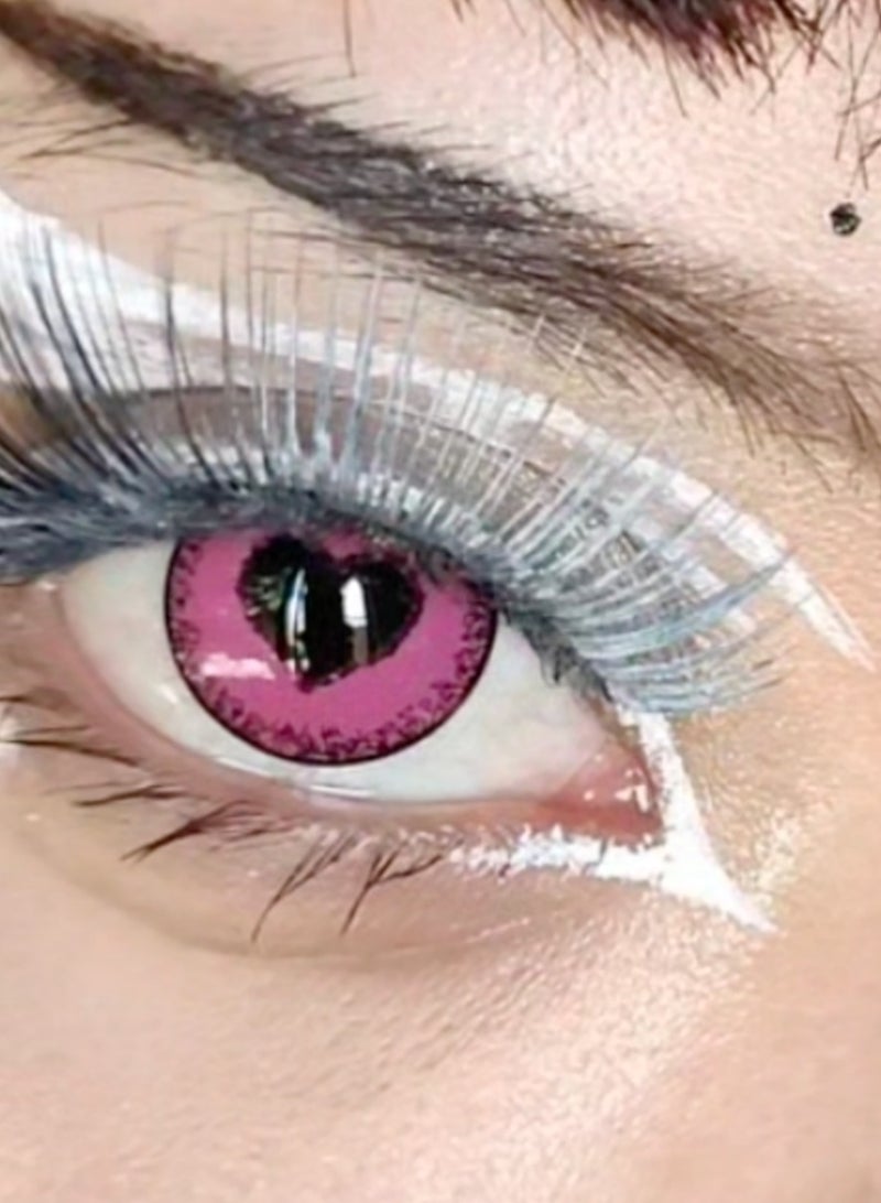 Unibling Pink Obsession Yearly Colored Contact Lenses, Unisex Cosmetic Cosplay Contact Lenses, Enlargement Collection, Light Pink, With Case - Image 2