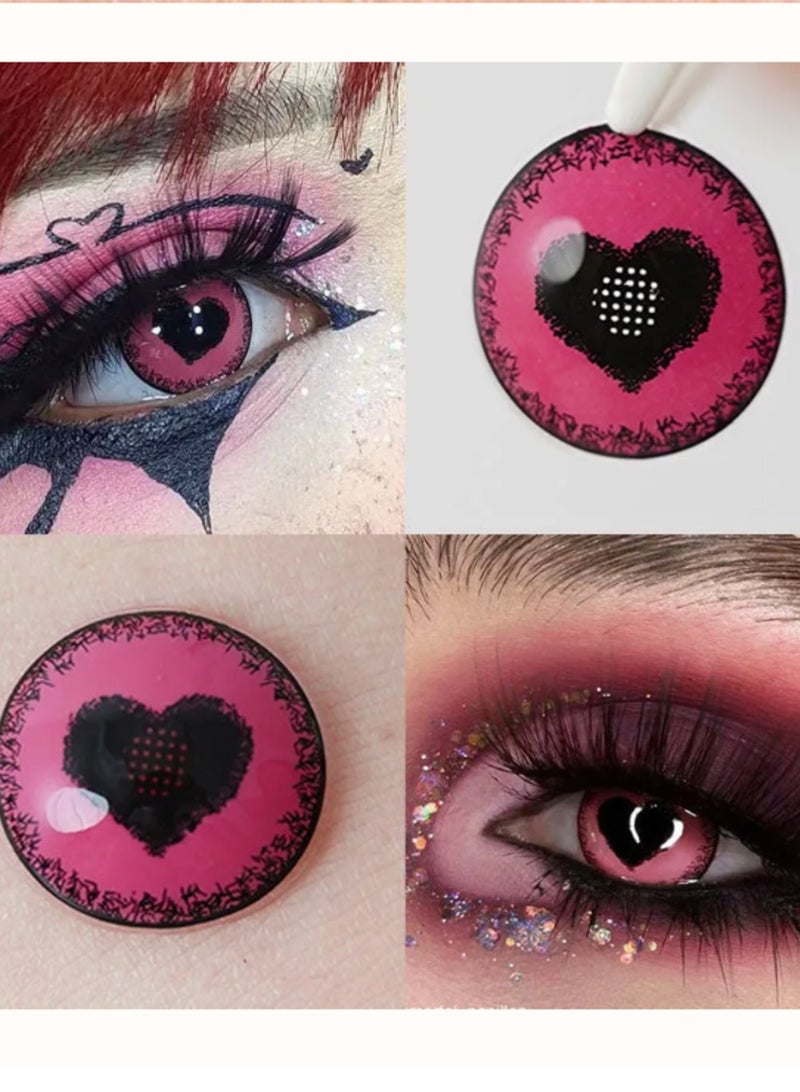 Unibling Pink Obsession Yearly Colored Contact Lenses, Unisex Cosmetic Cosplay Contact Lenses, Enlargement Collection, Light Pink, With Case - Image 1