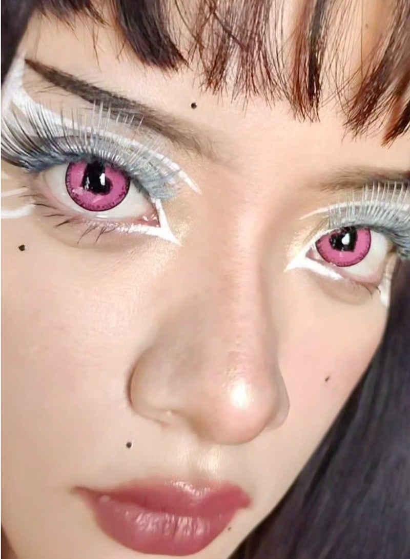 Unibling Pink Obsession Yearly Colored Contact Lenses, Unisex Cosmetic Cosplay Contact Lenses, Enlargement Collection, Light Pink, With Case - Image 3