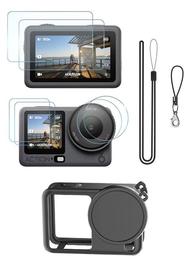 Silicone Case for DJI Action 6, Screen Protectors&Lens Caps Accessories Kit - Image 1