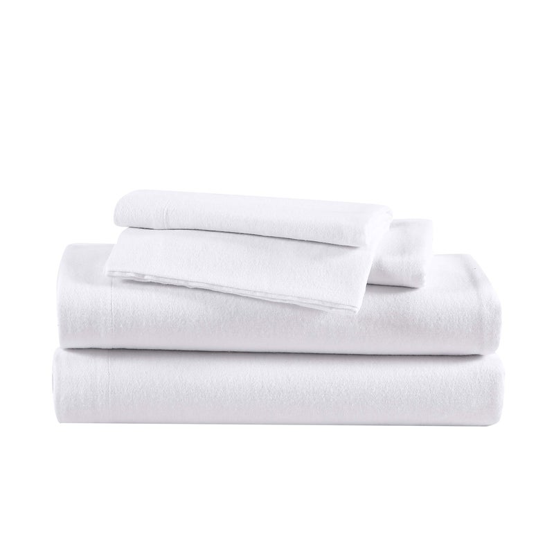 Eddie Bauer Eddie Bauer  King Sheets Cotton Flannel Bedding Set Brushed for Extra Softness Cozy Home Decor White King 