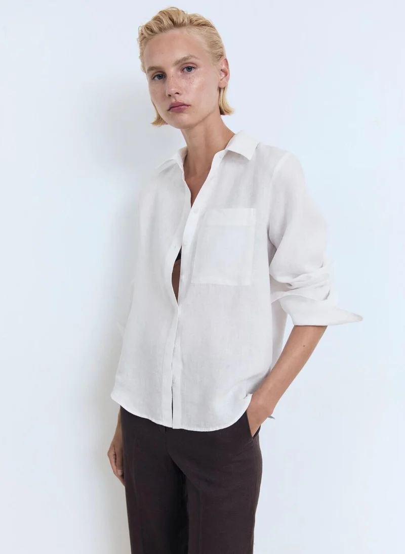 MANGO Pocket Linen Shirt