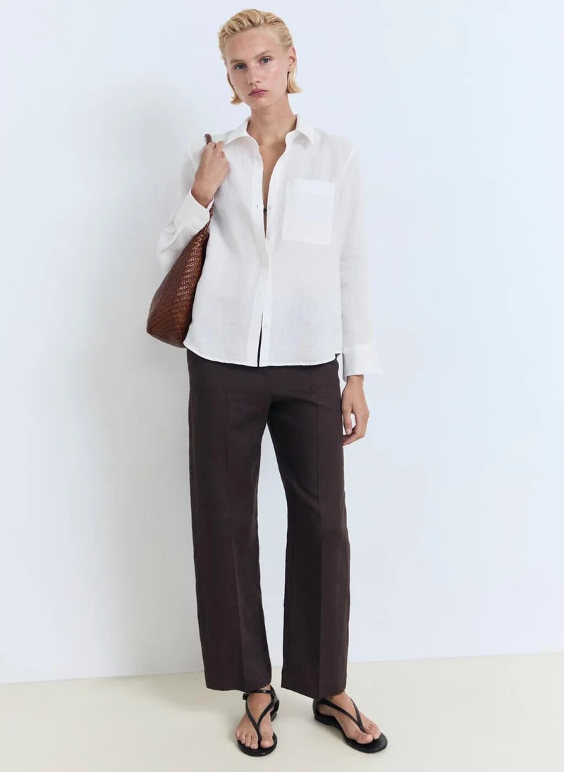 MANGO Pocket Linen Shirt