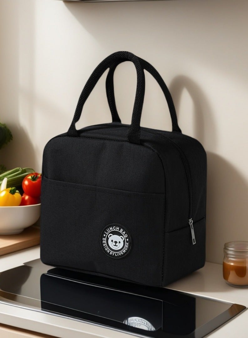 Eyosanie Insulated Canvas Tote Lunch Bag Black - Image 1