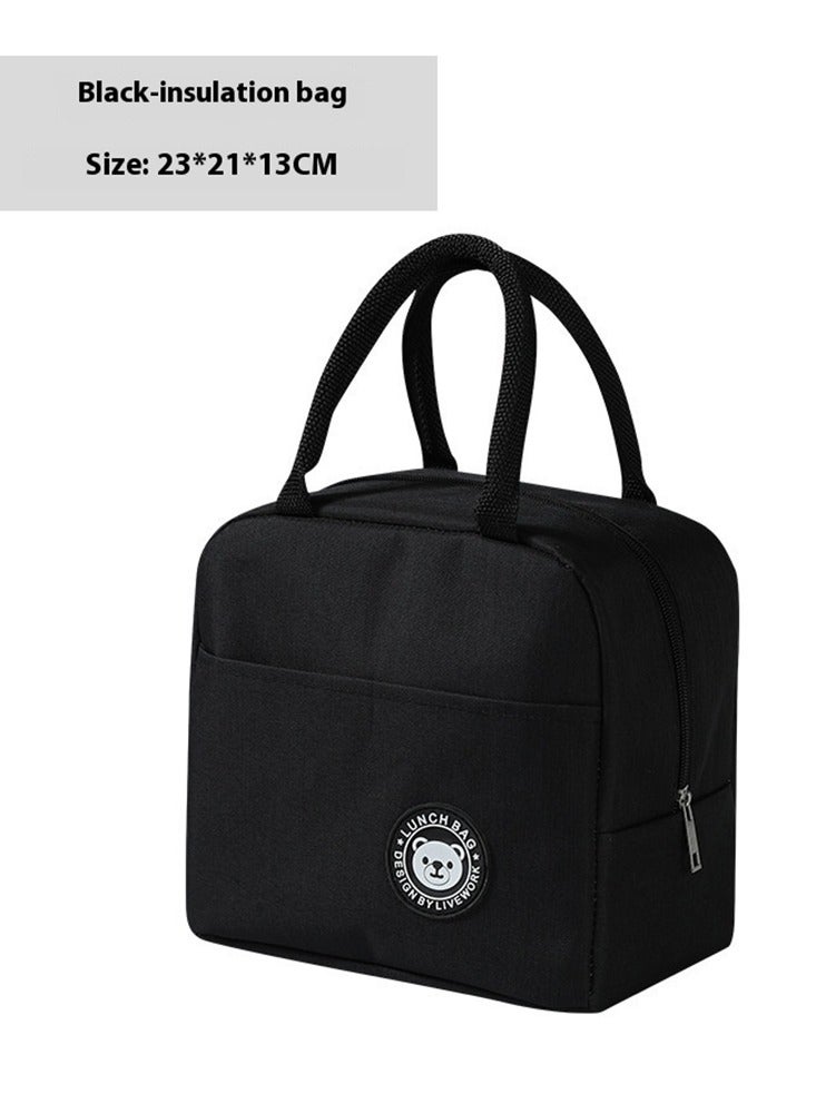 Eyosanie Insulated Canvas Tote Lunch Bag Black - Image 2