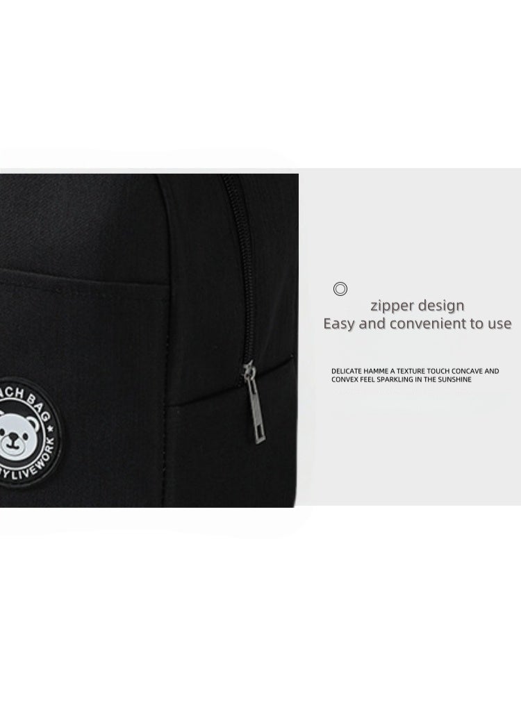 Eyosanie Insulated Canvas Tote Lunch Bag Black - Image 5