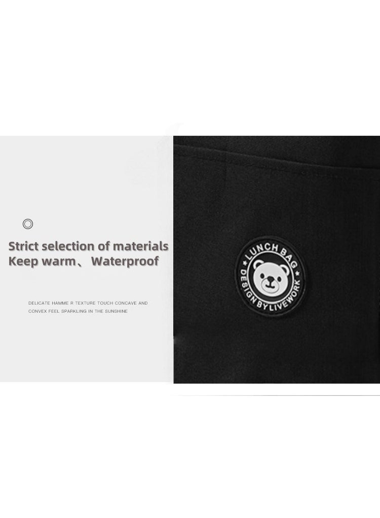 Eyosanie Insulated Canvas Tote Lunch Bag Black - Image 4