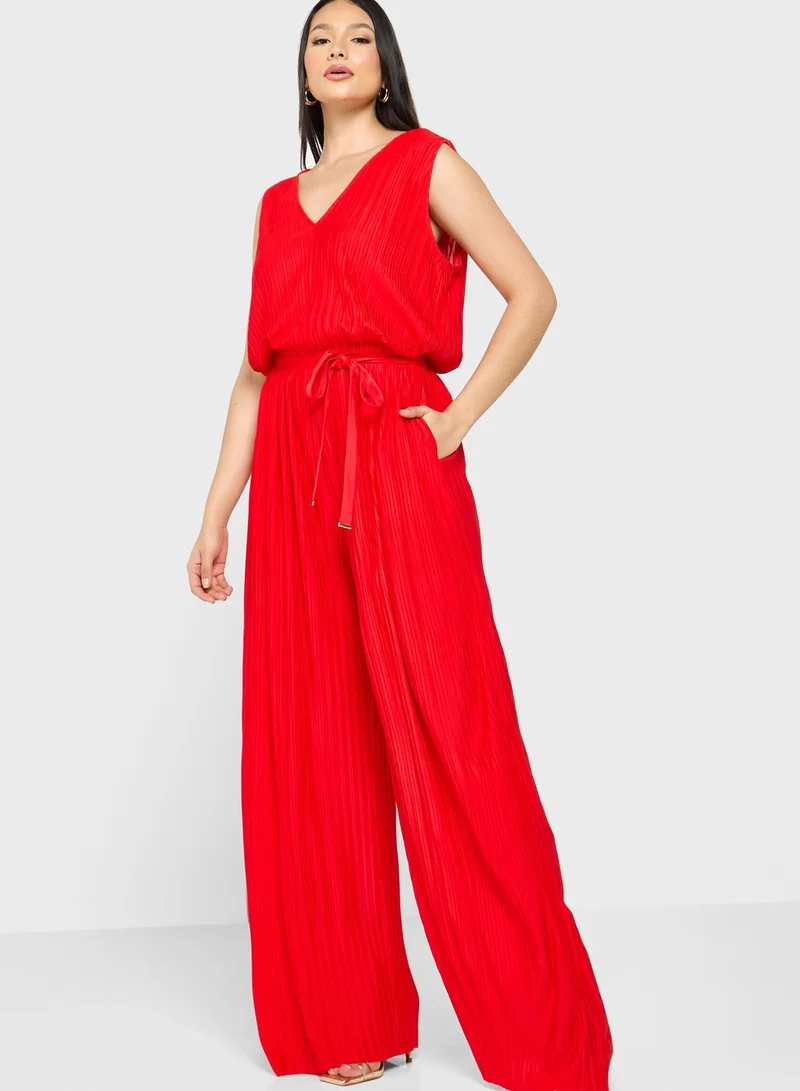 BOSS Striped Belt Detail Jumpsuit