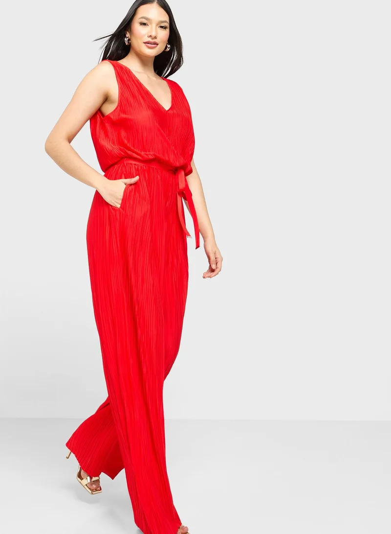 BOSS Striped Belt Detail Jumpsuit