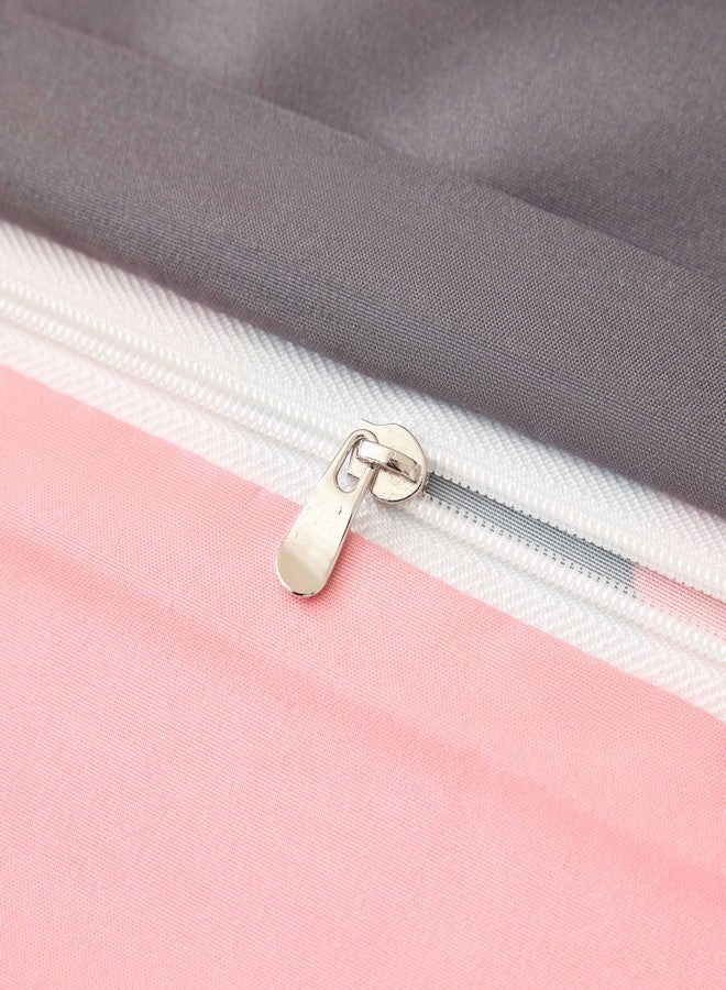 Bildenly Full Size Duvet Cover - Grey and Pink Heart Pattern on Side A, Pink and Grey Heart Pattern on Side B, Suitable for Girls' Room, Quilt Cover with Zipper Closure and 2 Pillowcases - Image 5