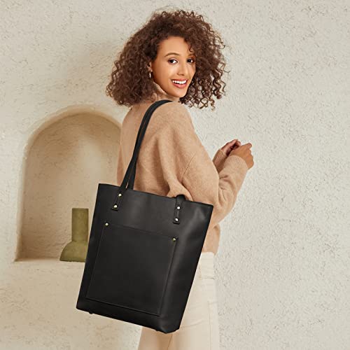 S-ZONE Women Vintage Genuine Leather Tote Bag Large Shoulder Purse Work Handbag - Image 2