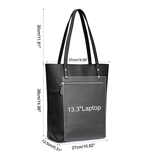 S-ZONE Women Vintage Genuine Leather Tote Bag Large Shoulder Purse Work Handbag - Image 5