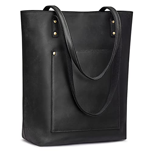 S-ZONE Women Vintage Genuine Leather Tote Bag Large Shoulder Purse Work Handbag - Image 1