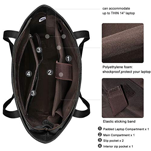S-ZONE Women Vintage Genuine Leather Tote Bag Large Shoulder Purse Work Handbag - Image 4
