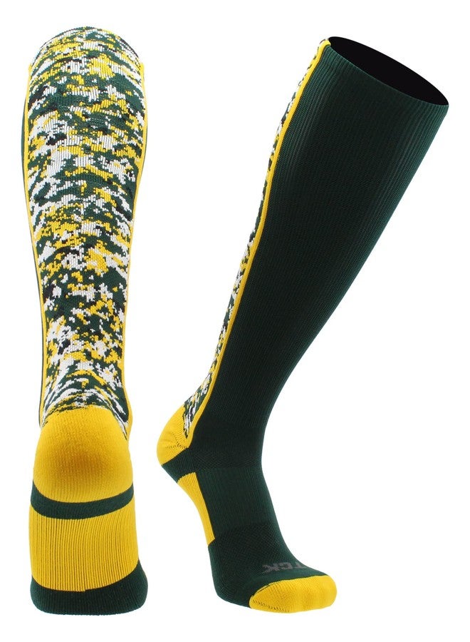TCK Digital Camo OTC Socks for Youth & Adults - Dark Green/Gold, Small - Image 1