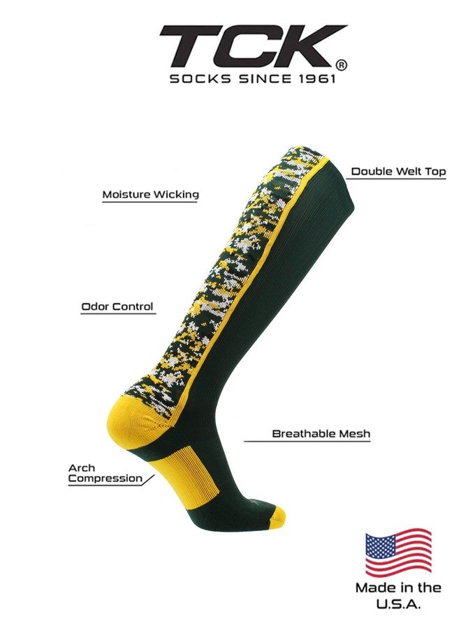 TCK Digital Camo OTC Socks for Youth & Adults - Dark Green/Gold, Small - Image 3