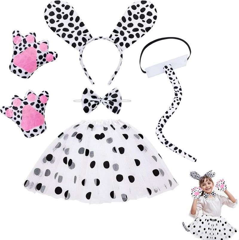Zikra Spotted Dog Animal Costume Performance Props Costume Set Tutu Skirt Ears Gloves Tail Bow Tie and Custom Stickers for Animal Cosplay and Themed Parties - Image 1