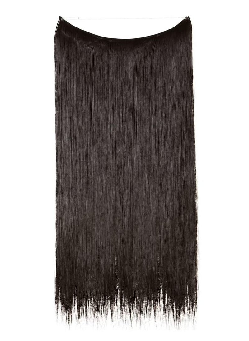 Estelle Hair Extensions Straight Black Brown Short Synthetic Hairpieces 3.2 Oz Secret Wire Headband for Women Heat Resistant Fiber No Clip  - Image 2