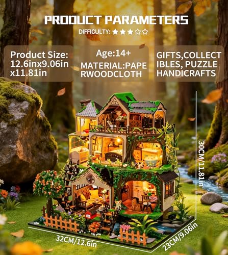 Spilay Miniature Dollhouse Miniature House KitDIY Kit Mini Modern Villa Model with Music Box Best Christmas Birthday GiftFairy Tale Forest - Image 5