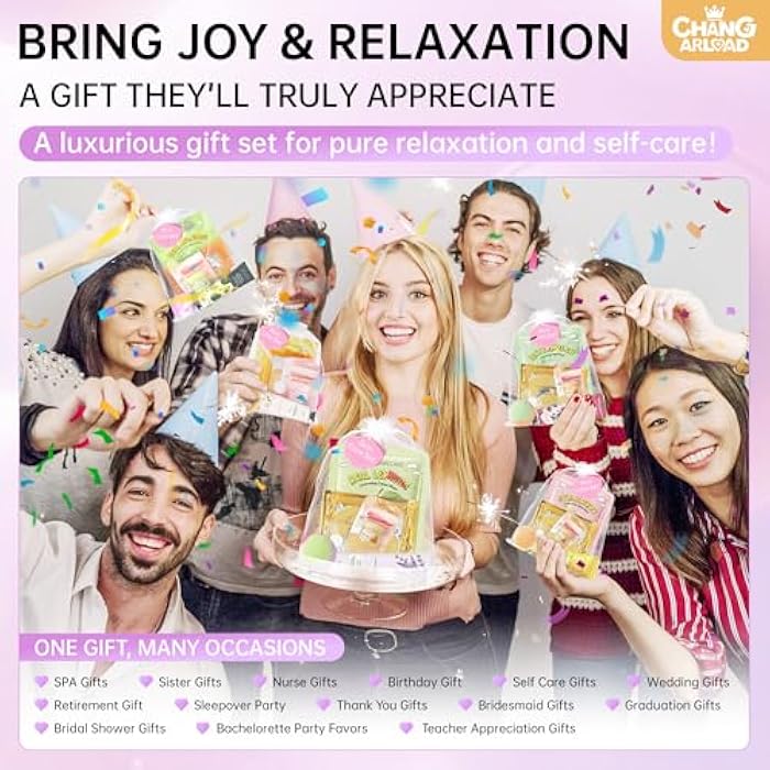 CHANGARLOAD 35 Pcs Spa Party Supplies for 5 – Spa Gifts for Women, Girls & Kids | Spa Set with Eye & Face Masks, Lip Balm, Hand Cream, Bath Bombs, Towels & Gift Bags | Spa Kit for Birthdays, Sleepovers, Spa Days - Image 4