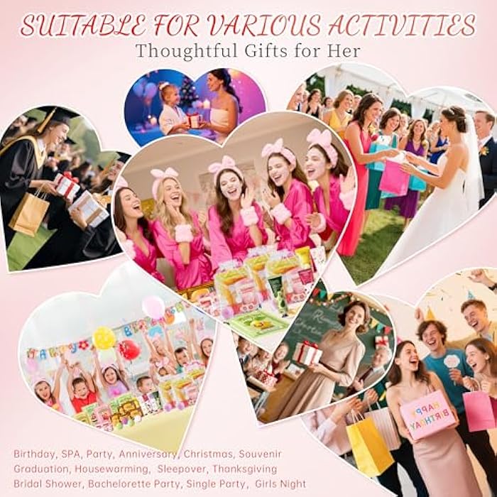 CHANGARLOAD 35 Pcs Spa Party Supplies for 5 – Spa Gifts for Women, Girls & Kids | Spa Set with Eye & Face Masks, Lip Balm, Hand Cream, Bath Bombs, Towels & Gift Bags | Spa Kit for Birthdays, Sleepovers, Spa Days - Image 3