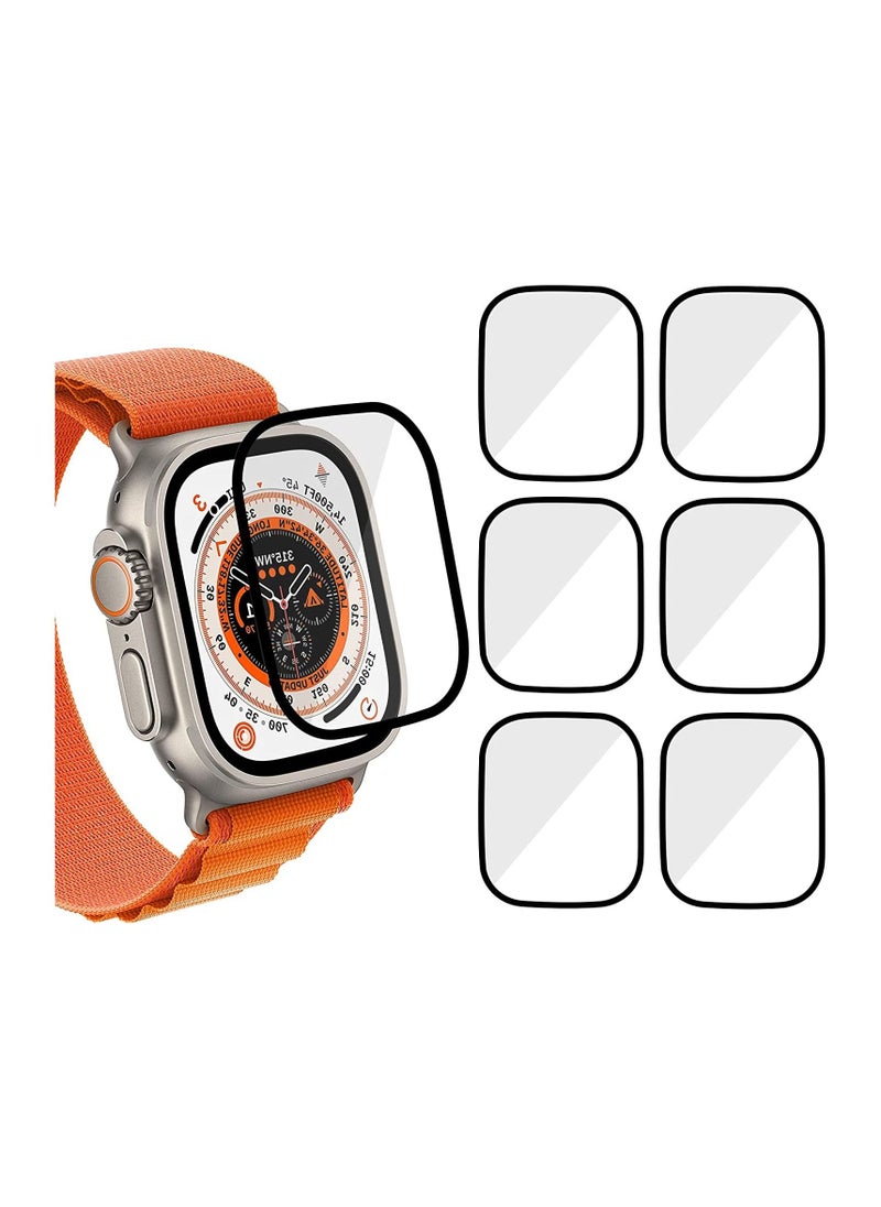 سيوسي واقي شاشة من الزجاج المقوى لساعة Apple Watch Ultra 6 Pack واقي شاشة مضاد للخدش تغطية كاملة مضادة للماء خالية من الفقاعات HD 9H غشاء شفاف لملحقات Apple Watch Ultra واقي الشاشة  - Image 2