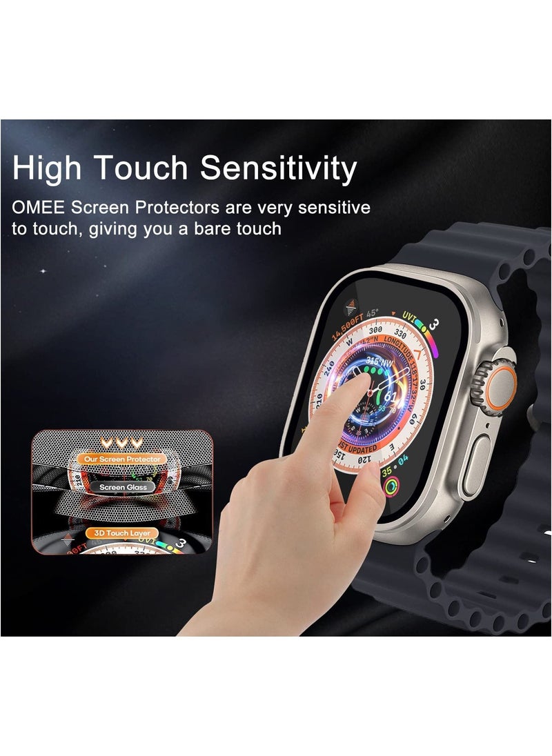 سيوسي واقي شاشة من الزجاج المقوى لساعة Apple Watch Ultra 6 Pack واقي شاشة مضاد للخدش تغطية كاملة مضادة للماء خالية من الفقاعات HD 9H غشاء شفاف لملحقات Apple Watch Ultra واقي الشاشة  - Image 3