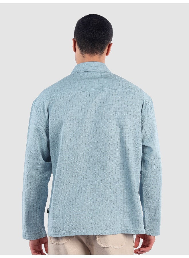 Beyoung Sky Blue Pullover Kurta Shirt  - Image 3