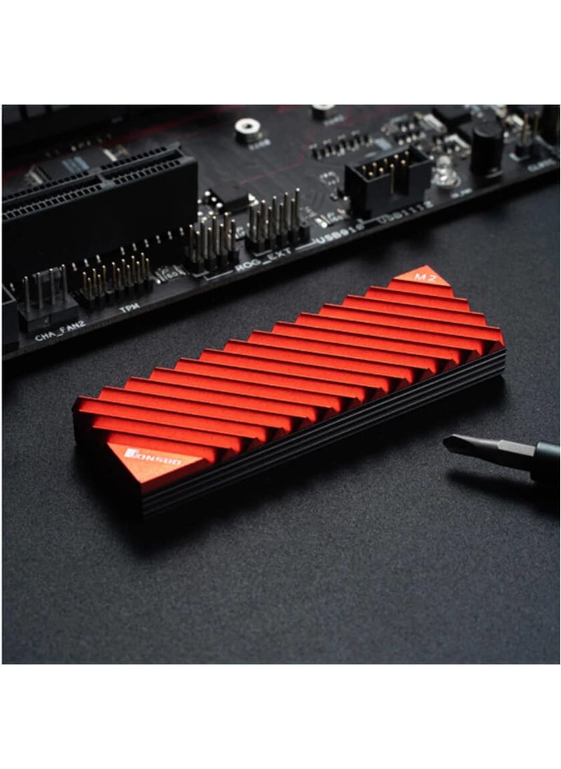 Jonsbo M.2 2280 SSD Nvme Aluminum Alloy Heat Sink Cooler - Red  - Image 3