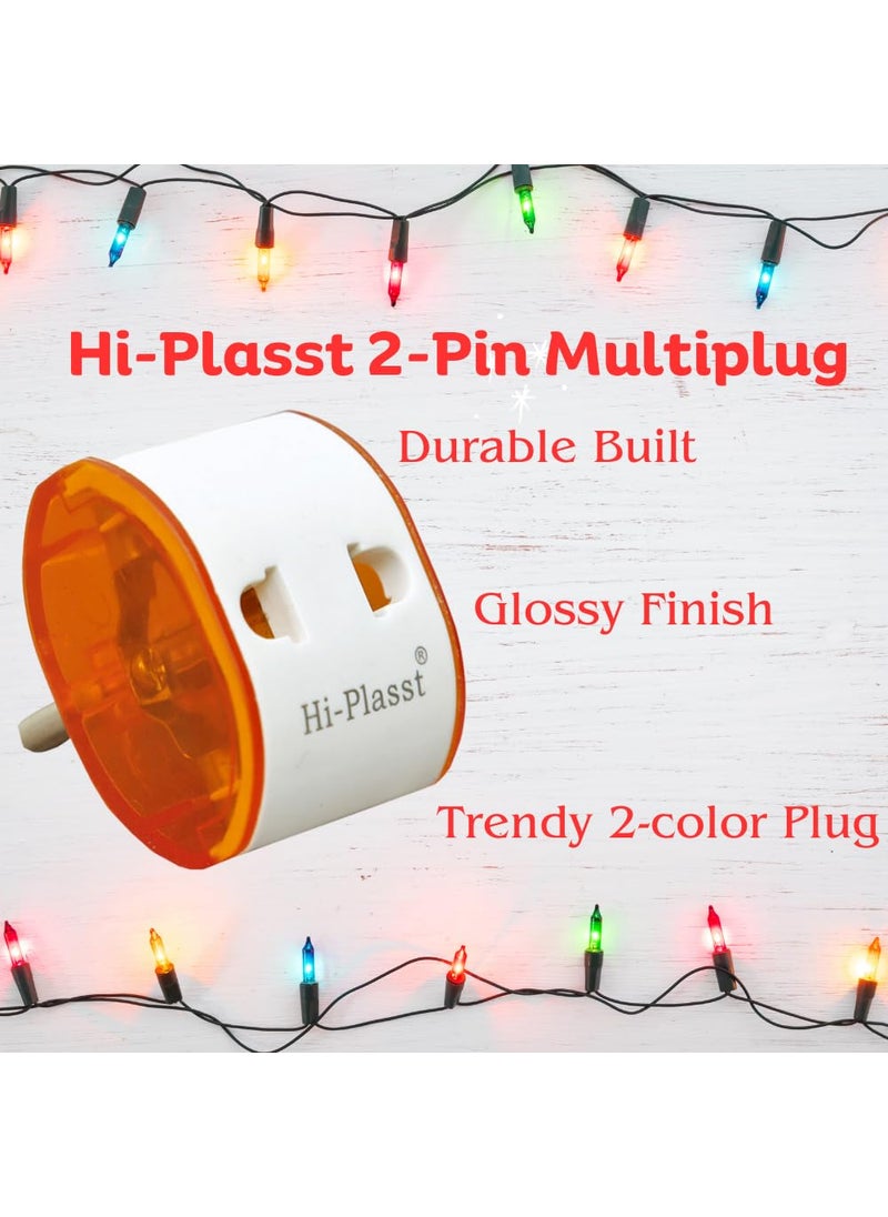 HI PLASST PINS N PLUGS HiPlasst 2Pin MultiPlug Adapter Socket Pack of 2 TypeD Indian Socket Multiplug for 2Pin Plug Top Socket Connector for Diwali LightsUS to India Converter Plug  - Image 3