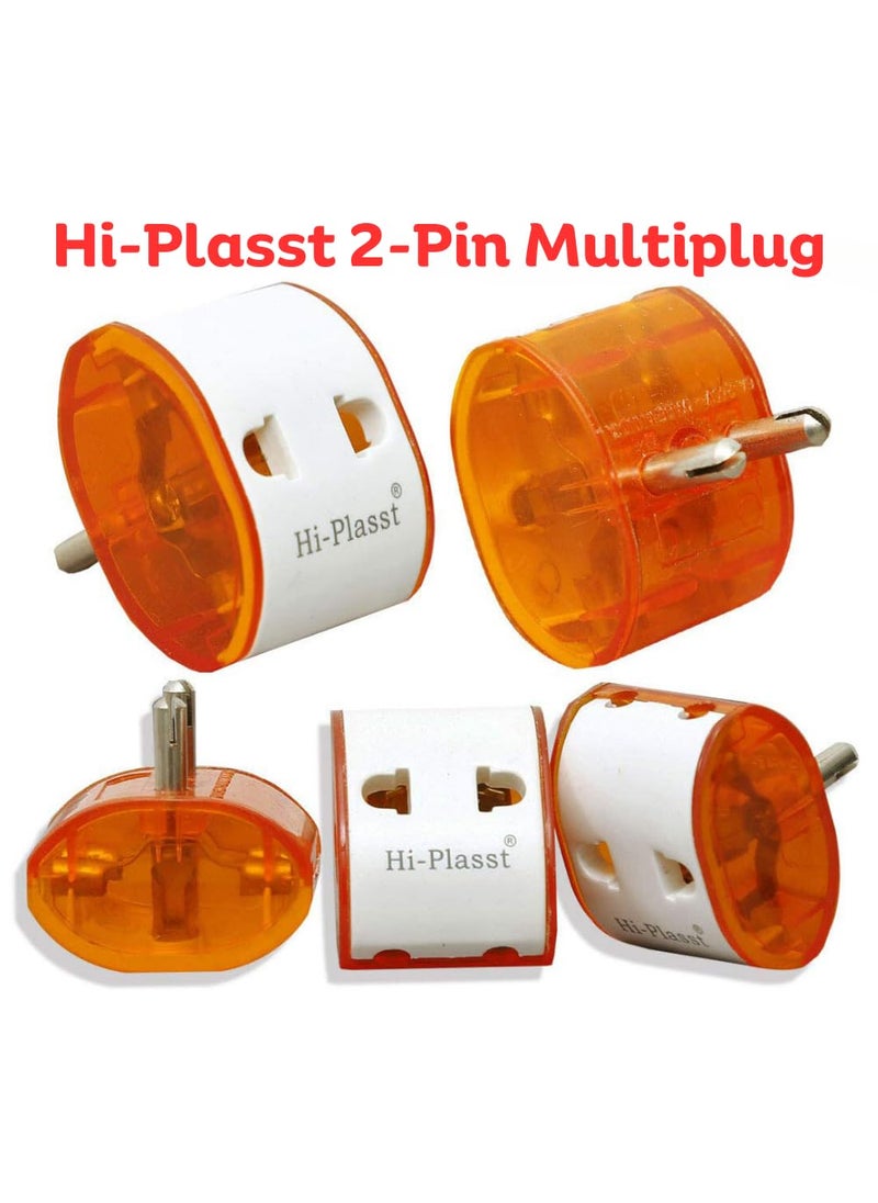 HI PLASST PINS N PLUGS HiPlasst 2Pin MultiPlug Adapter Socket Pack of 2 TypeD Indian Socket Multiplug for 2Pin Plug Top Socket Connector for Diwali LightsUS to India Converter Plug  - Image 2
