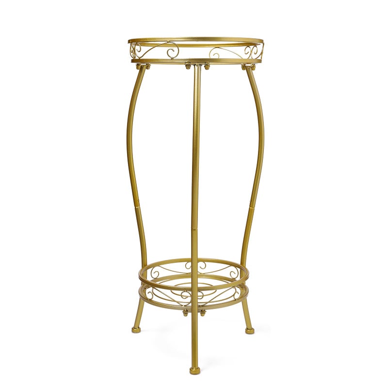 Kavlium Plant Stand Indoor Outdoorï¼ŒTall Gold Metal Rustproof Stable Plant Standsï¼Œ2 Tier 27.1 inch Multiple Plant Rack Holder Rack Flower Pot Stand Heavy Duty Plant Shelf (Gold) - Image 1