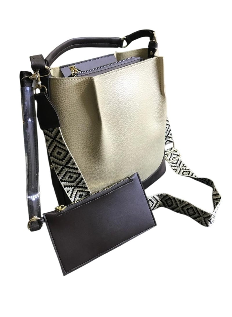 شنطة جلد حريمي كروس هاند + بوك – تصميم عصري عملي للاستخدام اليومي - Image 2