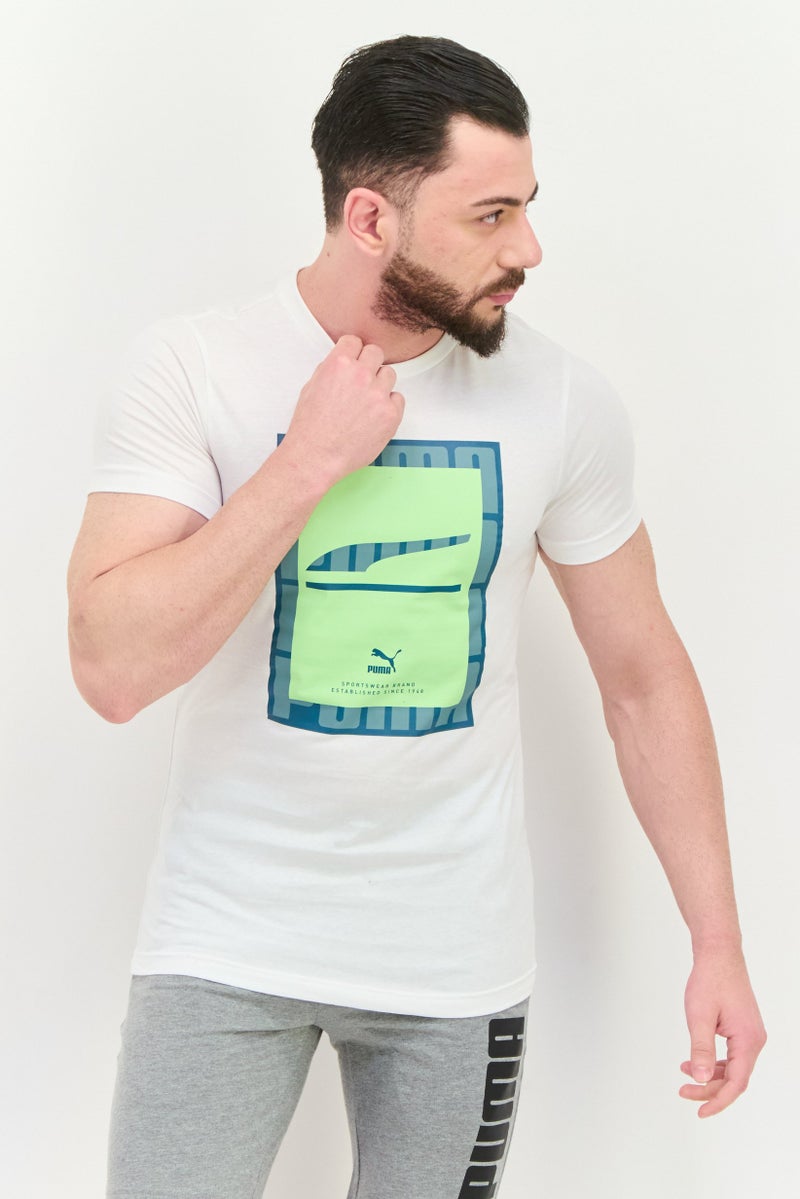 PUMA تي شيرت تدريب قصير الأكمام للرجال، رياضي، أبيض - Image 1