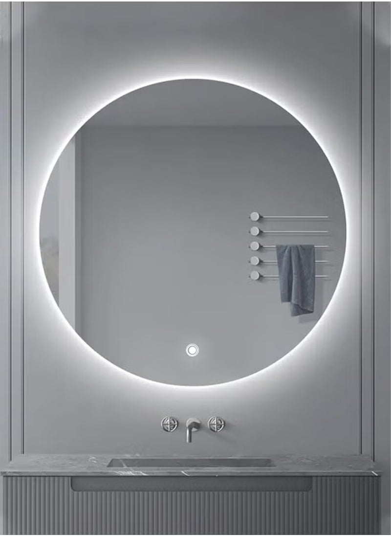 Taimi - Round Bathroom Mirror with Backlit LED lights Wall Mounted Mirror LED Bathroom Mirror Dimmable Color Changing with Touch Switch Framless 50CM - Image 1