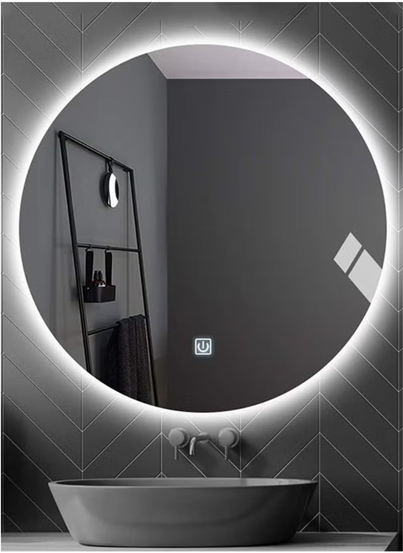 Taimi - Round Bathroom Mirror with Backlit LED lights Wall Mounted Mirror LED Bathroom Mirror Dimmable Color Changing with Touch Switch Framless 50CM - Image 1