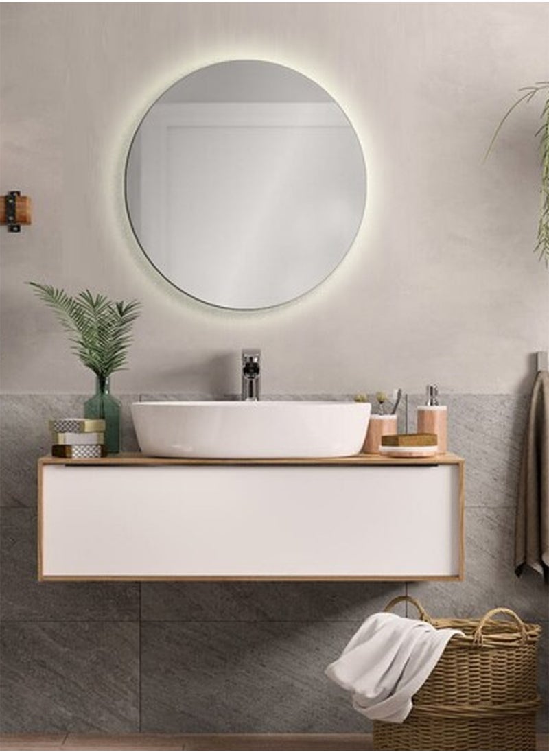 Taimi - Round Bathroom Mirror with Backlit LED lights Wall Mounted Mirror LED Bathroom Mirror Dimmable Color Changing with Touch Switch Framless 50CM - Image 1