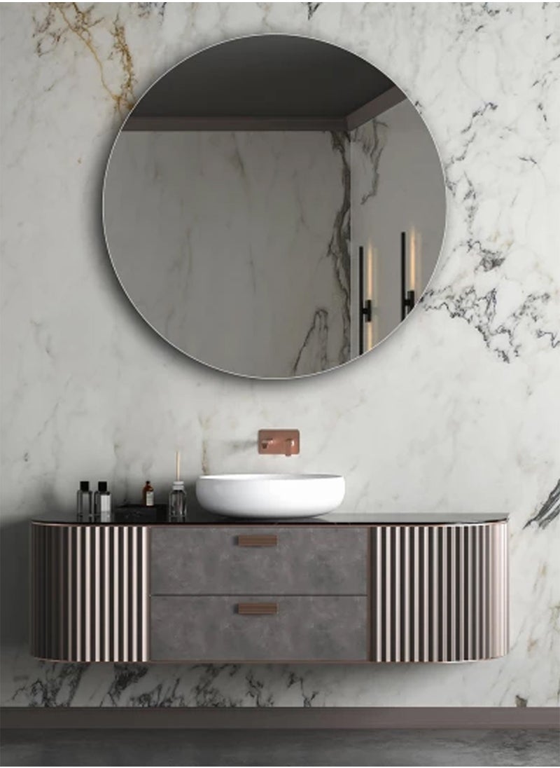 Taimi - Round Bathroom Mirror with Backlit LED lights Wall Mounted Mirror LED Bathroom Mirror Dimmable Color Changing with Touch Switch Framless 50CM - Image 1