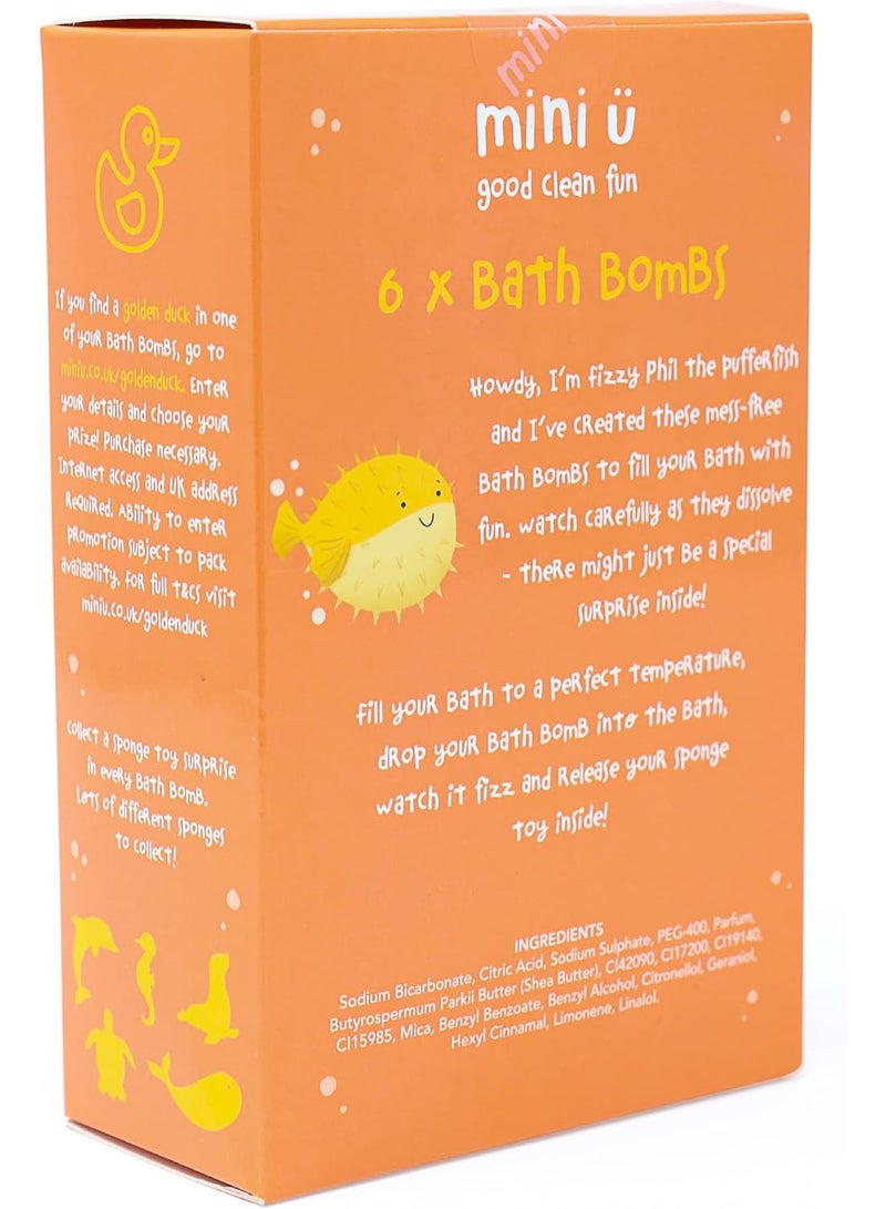 Mini U Bath Bombs With Shea Butter Box Of 6 Pieces, Kids Colourful Bath Fizzers With Surprise Sponge Toys, Vegan Gluten Free Dairy Free, Kiwi Blueberry Melon Vanilla Mango Banana Fragrances - Image 5