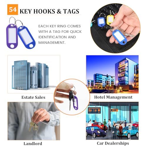 Quctak Portable Key Organizer Case, 54 Key Tags & Hooks Orange Key Holder, Fireproof & Waterproof Key Case with Handle, Key Storage Organizer for Real Estate Sales,Hotel Executives, Car Service - Image 3