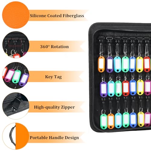 Quctak Portable Key Organizer Case, 54 Key Tags & Hooks Orange Key Holder, Fireproof & Waterproof Key Case with Handle, Key Storage Organizer for Real Estate Sales,Hotel Executives, Car Service - Image 5