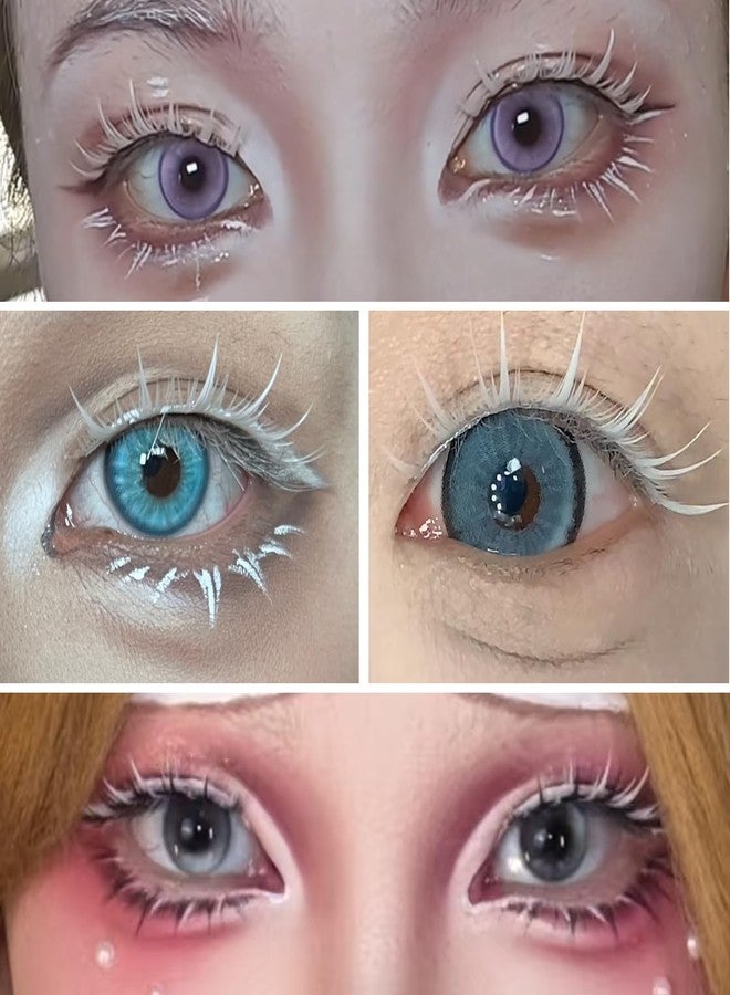 Jozlynn White False Wispy Eyelash Anime Cosplay Spiky Eyelashes Japanese Style Makeup Manga Lashes for Halloween Cosplay Party Stage Masquerade (3 Pairs) (white) - Image 4